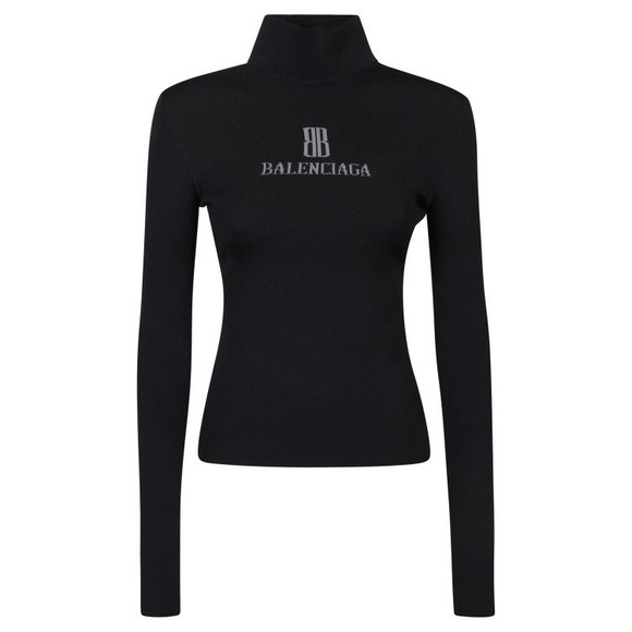 Balenciaga Fitted High-Neck Sweater With Subtle Logo - NWT - Picture 1 of 3